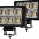 12V LED Flood Light 6 Inch,2pcs 20000LM Waterproof LED Tractor Work Lights for Truck Heavy-Duty Equipment Offroad Boat Farm Engineer