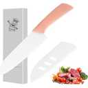 Ceramic Santoku Knife 7 Inch - High-Precision Blade for Meats, Fruits, and Vegetables - Durable with Protective Sheath - Pink