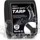 HIRALIY 20 Mil Heavy Duty Waterproof Tarp, 10x10ft Black Tarpaulin with Reinforced Webbing Loops, Multipurpose Oxford Fabric Tarp for Firewood, Roof, Camping, Pool