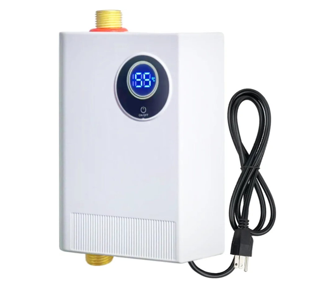 110V Tankless Water Heater Electric, 3000W Compact Water Heater Under Sink, Conveniently Convertible Between Fahrenheit and Celsius