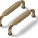 Goo-Ki 6 Pack 3 Inch 76mm Hole Center Cabinet Pulls Antique Brass Zinc Alloy Kitchen Drawer Pulls Drawer Handles 3.45 Inch Length 2202-GT-76