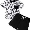 SUNNY PIGGY Toddler Boy Clothes Kid Summer Outfits Baby Button Dress Polo Shirt Romper Shorts Set 0-5T Beach Wedding Birthday (2-3T), Black