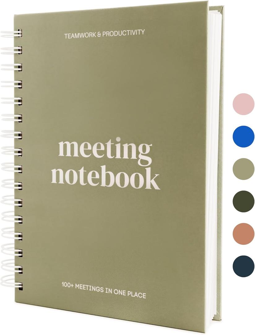 Lamare Meeting Notebook for Work Organization  Perfect Work Notebook for Note Taking & Meeting Planner for Productivity (A5 - 5.8x8.2", Sage)