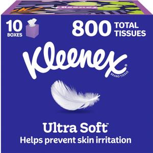 Kleenex Ultra Soft Facial Tissues, 10 Cube Boxes, 80 Tissues per Box