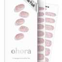 ohora Semi Cured Gel Nail Strips (N Pixie Dust) - Nude, Glitter, Works with Any UV/LED Lamps, Salon-Quality, Long Lasting, Easy to Apply & Remove - Includes 2 Prep Pads, Nail File & Wooden Stick