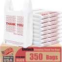 Glotoch Thank You Plastic Bags with Handle White (350 Count), 11.5 x 6.5 x 21" Grocery Shopping T-shirt Bags for Restaurants, Convenience Store,Takeout,To Go, Retail Merchandise, Supermarket