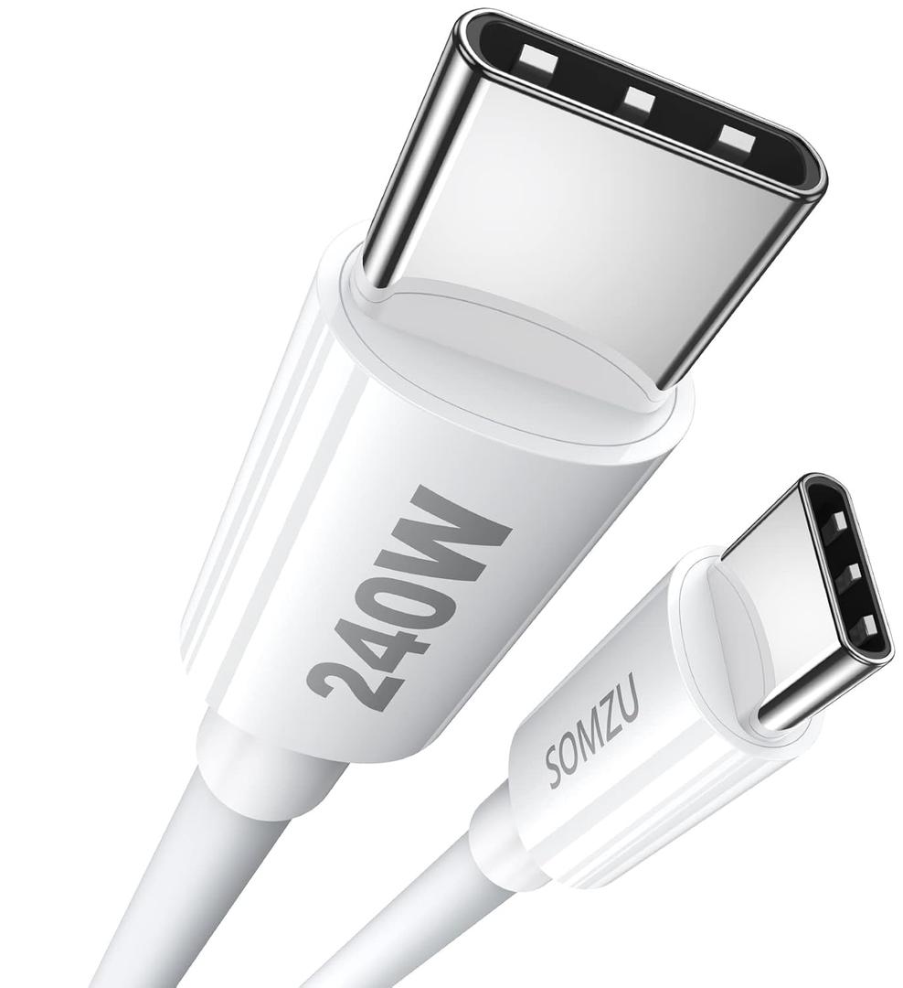 USB C Cable for iPad 10th (240W 5A), (3.3ft 2Pack) USB C Charger Cable USBC to USBC Cable Type C Fast Charging for iPad Pro 12.9inch, iPad Pro 11inch, iPad Air 5th/4th, iPad Mini 6th (White)