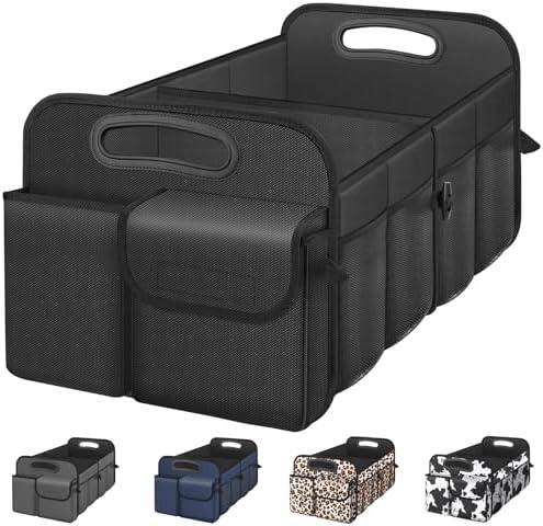 Femuar Car Trunk Organizer with Large Capacity Waterproof Car Accessories for Women & Men, Collapsible Trunk Organizer for Suv/Jeep/Sedan (Black, Standard)