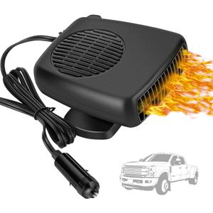 Car Heater 12V Dual Heat & Cool, 150W Portable Car Heater Fan with 360 Rotatable Base, Quick Defrosting & Demisting for Windshield, Universal for Truck/SUV/Car (Cigarette Lighter Plug)