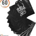 Large Thank You Bags with Handles | 60pcs Black Plastic Shopping Bags for Small Business | 19.5"x15" Merchandise Retail Boutique Bags for Customers