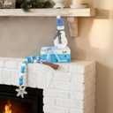 2 x Winter Decorations Wooden Faux Book Stack Snowman Decor with Bead Garland, Winter New Year Tabletop Centerpiece Farmhouse Decor for Tirered Tray Mantel Fireplace Home Shelf Office Desk