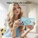 Magnetic Invisible Stand Designed for iPhone 15 Pro Max Case [Military Drop Protection] [Compatible with MagSafe] Shockproof Slim Translucent Matte Cover for iPhone 15 Pro Max Phone Case 6.7", Blue