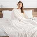 Full Size Heated Blanket 72''X84'' Electric Blanket  Soft Silky Plush Heating Blanket with 5 Heating Levels & 10 Hours Auto Off, ETL Certified & Machine Washable for Grandma Gifts(Cream White)