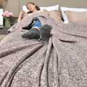 KAWAHOME Summer Sweatshirt Blanket Queen Size for Bed-Lightweight Breathable Blankets, Soft Thin Knit Jersey Blanket for Hot Sleepers, 90 X 90 Inches, Heather Brown