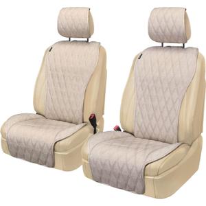 2pcs Sideless Car Seat Covers for All Seasons - Breathable Front Seats Cushions Non-Slip Bottom with Headrest Protectors - Universal Carseat Cover Fits for Most Vehicles Cars Van SUV Truck Beige 2pcs Sideless Car Seat Covers for All Seasons - Breathable Front Seats Cushions Non-Slip Bottom with Headrest Protectors - Universal Carseat Cover Fits for Most Vehicles Cars Van SUV Truck Beige
