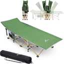 Sportneer Camping Cot: 1200D Double Layer Oxford Foldable Camping Cots for Adults - Heavy Duty Cots for Camping Travel Tent Day Outdoor & Home Guest, Camping Cots with Carry Bag & 2 Side Pockets (Green)