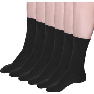 DAVID ARCHY Men's Pure Cotton Ultra Soft Knit Trouser Crew Dress Socks 6 Pack (6-9, Dark Gray) (Gray)