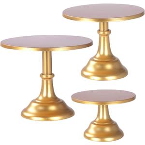 3 Pcs Metal Cake Stand, Cake Pop Stand with Durable & Stable Design, Tall Cake Stands for Dessert Table, Perfect Display for Wedding, Party, Birthday, Baby Shower (Gold)
