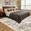 UERMEI 8x10 Washable Area Rug - Neutral Modern Abstract Living Room Rugs, Non-Slip Soft Large Indoor Floor Carpet for Bedroom Home Office & Under Dining Table Decor, Brown/Grey/Red