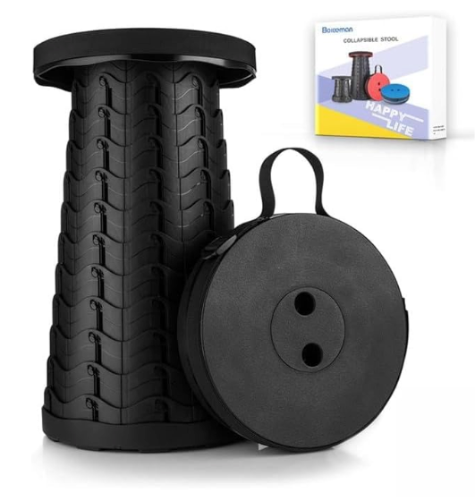 Boreeman Collapsible Stool, Portable Folding Stool Equipped with One Set Cushion and Carry Bag