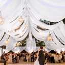 4 Panels White Ceiling Drapes for Wedding Ceiling Drapes 5ftx30ft Wedding Arch Draping Fabric Sheer Curtains Voile Chiffon Drapery Draping Wedding Ceiling Decorations for Party Ceremony Stage Swag