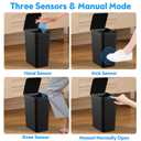Bathroom Trash Can with Lid, KOEYLE 2 Pack 2.2 Gallon Automatic Touchless Garbage Can, Small Motion Sensor Smart Trash Can, Slim Waterproof Trash Bin for Bedroom, Bathroom, Office, Living Room (Black)