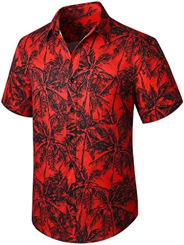 Enlison Men's Hawaiian Shirt Short Sleeve Casual Summer Beach Aloha Shirt Floral Button Down Tropical Hawaii Shirts, L 17