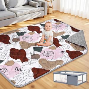 65x50 Playpen Mat for Baby Crawling: Large Baby Play Mat for Kids Infants, Toddler, Soft Non-Slip & Washable Baby Floor mat, Foldable Playmat for Indoor & Outdoor, Boho Design
