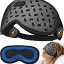 MUSICOZY Bluetooth Sleep Mask, Cooling Weighted Eye Mask with Bluetooth Headphones for Side Sleepers, 3D Contoured Relaxing No Pressure Eye Cover to Block Light for Night Sleeping(Grid Black)