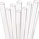 Dakoufish Reusable Smoothie Straws 9 inch Long Wide Mouth Plastic Straight Drinking Straws for Milkshakes, Set of 6 with Cleaning Brush (9inch, Clear 8Piece)