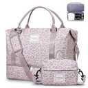 WOOMADA Weekender Overnight Bag for Women, Shoulder Travel Duffel with Shoes Compartment, Gym Bag with Toiletry Bag Large Size(pink leopard)
