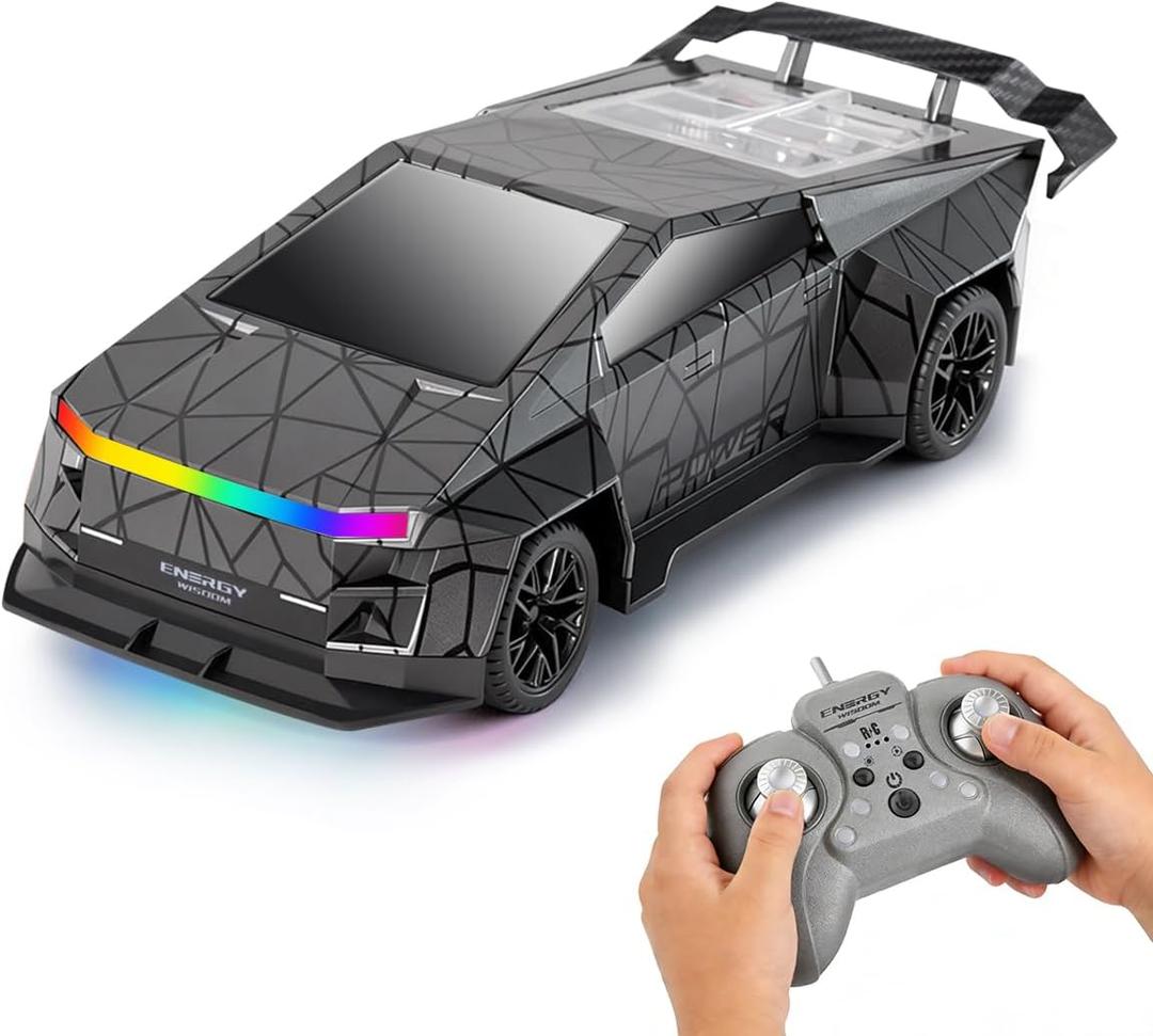 Remote Control CarAll Terrain 2.4GHz RC Truck for 3-12 Year Old Boys, Electric Vehicle RC Car with LED Lights for Kids, Birthday Gifts for Kids (Gray)