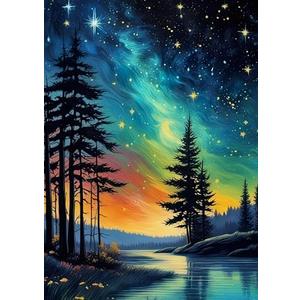 FOXKISS Tree Star Diamond Art Painting Kits for Adults, Full Drill Diamond Dots Paintings for Beginners, Round 5D Paint with Diamonds Pictures Gem Art Painting Kits DIY Crafts Kits 12x16 inch