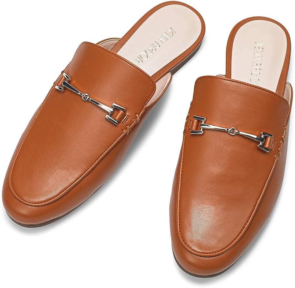 JENN ARDOR Mules for Women Flats Backless Loafers Shoes Slip On Slippers Pointed Toe Low Heel Work Slides Womens Mules Casual Shoes (8), Brown Mules