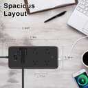 Power Strips with Surge Protection, Extension Cord with Multiple Outlets (9 AC +4 USB), 1250W/10A, Black Power Strip USB for Home Dorm Travel Office