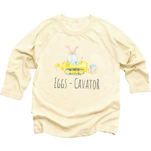 DUTUT Toddler Boy Girls Easter Shirt Eggs-Cavator Raglan 3/4 Sleeve Shirt Easter Bunny Shirts Spring Easter Tee Easter Gift (Apricot) 100