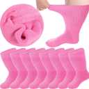 Geyoga 4 Pairs Extra Wide Seamless Socks Winter Warm Non Binding Loose Calf Socks Women Men Swollen Feet Edema Ankles, 9-13 (Pink)