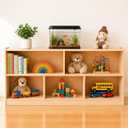 bbgroundgrm Kids Bookshelf and Toy Storage Organizer, Pine Wood Shelf with 5 Open Cubbies, Montessori Bookshelf and Storage Shelves for Children's Room, Nursery, Playroom, Classroom, Natural Wood, 44.6 x 11.7 x 23.6 inches