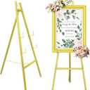 Gold Easel Stand for Wedding Signs,No Assembly Needed-46.7' Heavy Duty Adjustable Wedding Easel with Tool-Free Knobs&Adjustable Chains, Fits Welcome Signs, Posters, Paintings, Events & Art Displays