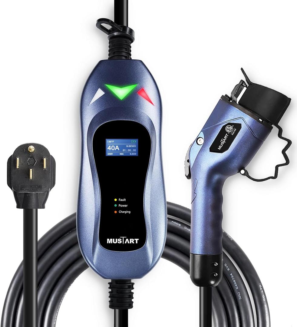 Level 2 EV Charger, 40A, 240V with 25ft Cable Fast, Reliable Home Charging for All SAE J1772 EVs