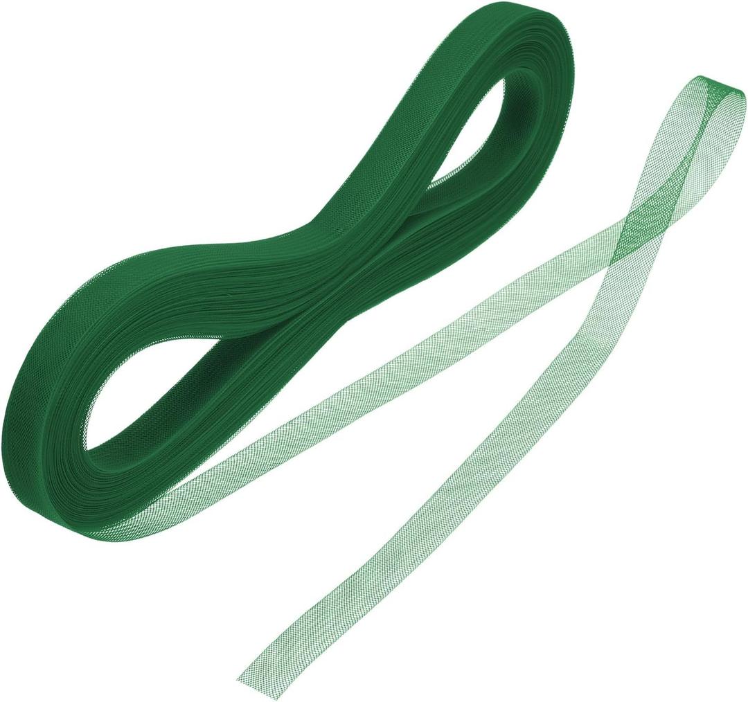 MECCANIXITY 50 Yards Stiff Horsehair Braid 0.6 Inch Wide for Polyester Boning Sewing Wedding Dress Dance Formal Dress Accessories,Green