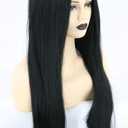 Topcosplay Women Wig Black Long Straight Middle Part Cosplay Halloween Costume Hair Wigs, Black