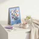 Desk calendar 2025-2026,October 2025-December 2026,Soft Iris Watercolor Floral Design Spiral Bound Stand Up small desk calendar 2025-2026 for Home Office Kitchen - Thick Paper Large Easy to Read Numbers (BULE)