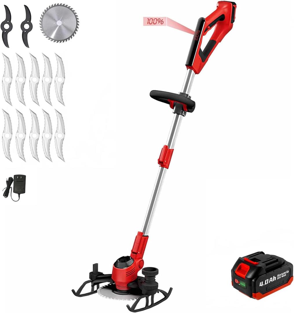 Brushless Weed Wacker & Edger & Lawn Mower Cordless, with 4.0Ah Battery, 3-in-1 Battery Powered Brush Cutter, Charger Included(4.0AH Battery)