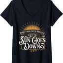 Womens Everything Gets Hotter When The Sun Goes Down Country Music V-Neck T-Shirt (Small, Black)
