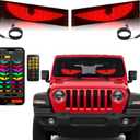 2PCS 23.4in*4.73in Devil Eyes Light for Windshield,Flexible LED Eyes for Car Windshield,Programmable RGB Full Light led Sign Smart APP Control Custom Text DIY Pattern,Flexible Car Lights Interior