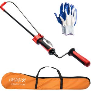 DrainX Toilet Auger Drain Plumbing Snake | Use with Drill or Manually, Angle Designed for Toilet Clogs, Plastic Guard for Porcelain Protection, Bulb-Head