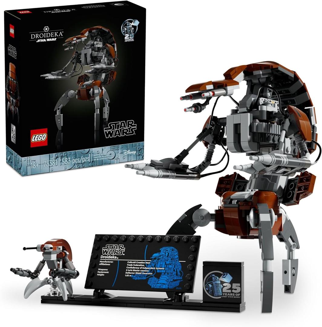 LEGO Star Wars Droideka Model for Build and Display, Collectible Brick Built Destroyer Droid Figure for May The 4th Be with You Dcor, Star Wars Fan Gift Idea for Adults or Any Collector, 75381