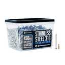 #8x2 Marine Grade 316 Stainless Steel Deck Screws, 450 PCS, Flat Head T20, Type 17 Point, Rust Resistant, Quick Drive, Strong Grip for Outdoor Wood Projects, Bit Included