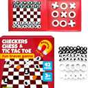 QUOKKA Magnet Game for Kids 3-5 - 3 in 1 Chess&Checkers&TicTacToe Game Kids Ages 4-8 - Travel I Road Trip I Plane I Car Ride - Magnetic Toddler Travel Toys